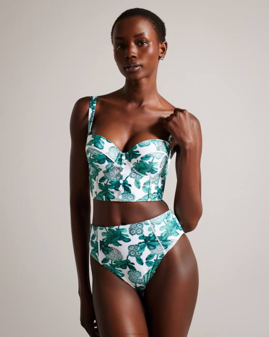 Ted Baker femmes 60VD445 vêtements nayome - haut de bikini long à coupe fleurie vert