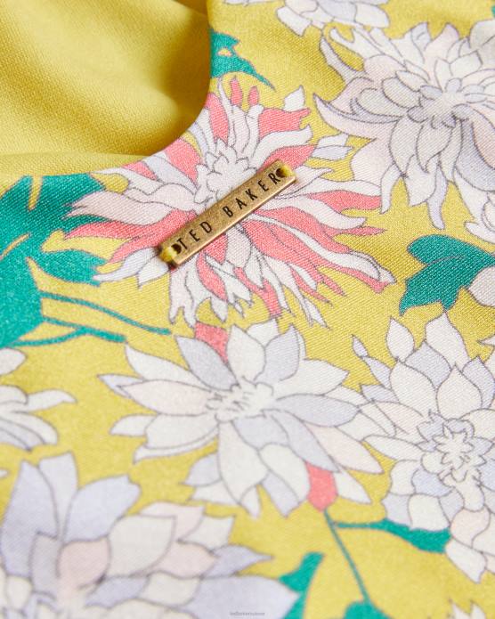 Ted Baker femmes 60VD467 vêtements Maillot de bain à bretelles plissées et fleuries Adelisa jaune moyen