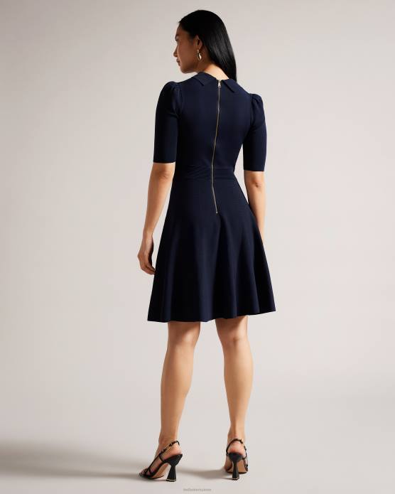 Ted Baker femmes 60VD199 vêtements robe en maille pointelle délicate Hillder bleu foncé