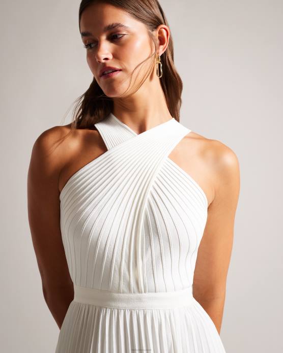 Ted Baker femmes 60VD210 vêtements Loueli - Robe plissée croisée sur le devant avec corsage en tricot crème