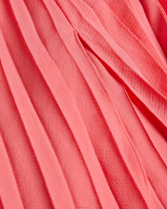 Ted Baker femmes 60VD26 vêtements Loueli - Robe plissée croisée sur le devant avec corsage en tricot corail