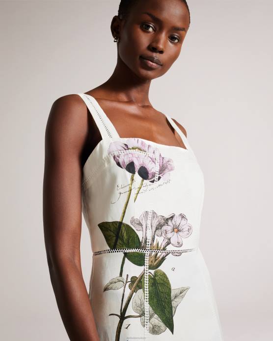 Ted Baker femmes 60VD292 vêtements robe crayon botanique à encolure carrée Jasmmie blanc