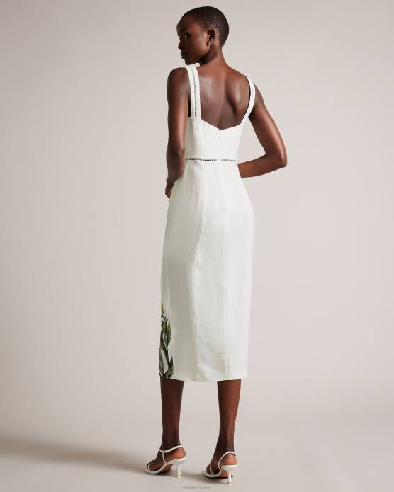 Ted Baker femmes 60VD292 vêtements robe crayon botanique à encolure carrée Jasmmie blanc