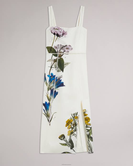 Ted Baker femmes 60VD292 vêtements robe crayon botanique à encolure carrée Jasmmie blanc