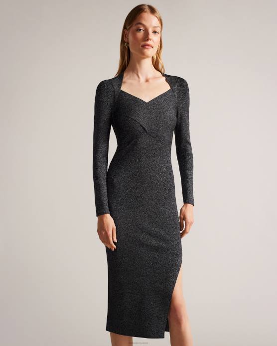 Ted Baker femmes 60VD76 vêtements Tabytha - Robe ajustée croisée en maille noir