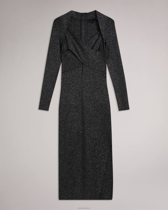 Ted Baker femmes 60VD76 vêtements Tabytha - Robe ajustée croisée en maille noir