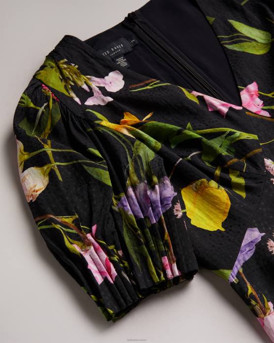 Ted Baker femmes 60VD181 vêtements Opallie - Robe courte à manches bouffantes noir