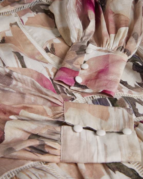 Ted Baker femmes 60VD231 vêtements robe courte en lin fleurz nu clair