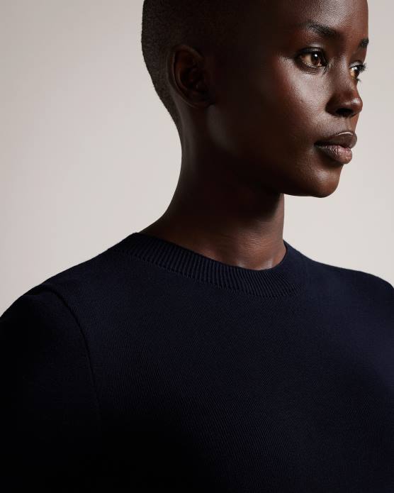 Ted Baker femmes 60VD81 vêtements Skyie - Robe courte ajustée avec corsage en maille bleu foncé