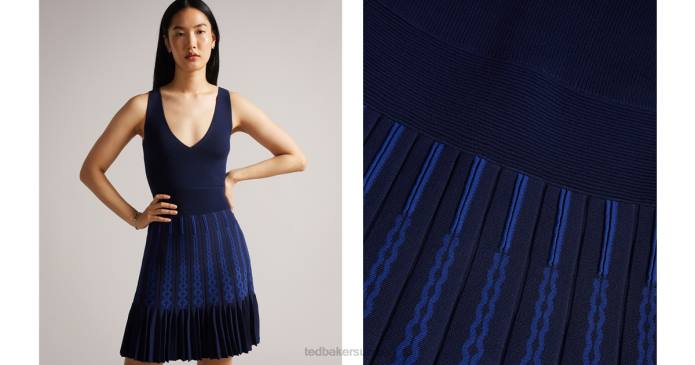 Ted Baker femmes 60VD206 vêtements robe patineuse en maille flippy julote marine