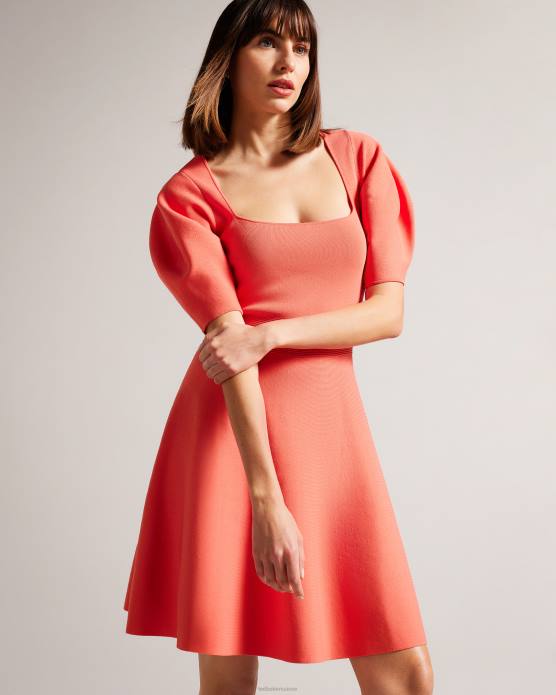 Ted Baker femmes 60VD278 vêtements robe patineuse à manches bouffantes hayliy corail