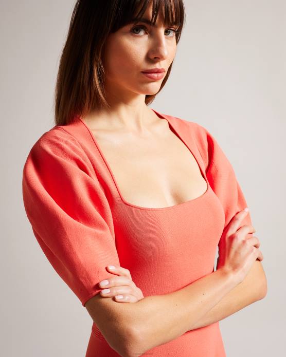 Ted Baker femmes 60VD278 vêtements robe patineuse à manches bouffantes hayliy corail