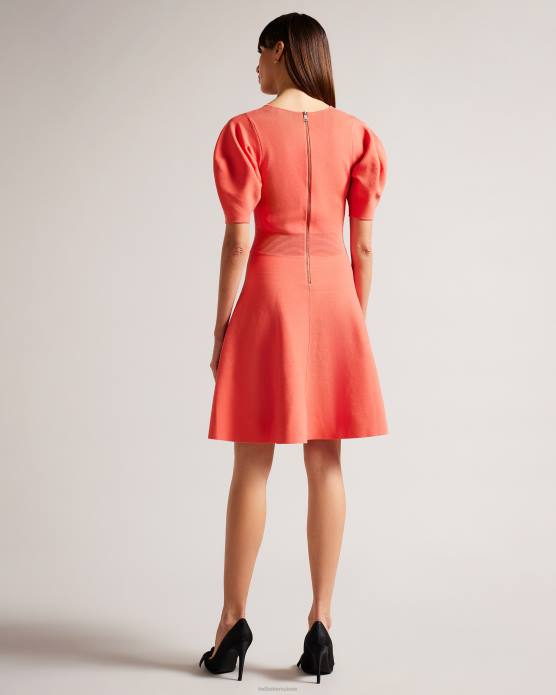 Ted Baker femmes 60VD278 vêtements robe patineuse à manches bouffantes hayliy corail