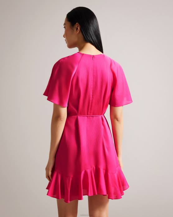 Ted Baker femmes 60VD28 vêtements Elsieee - Robe patineuse courte à ourlet cannelé rose pétant