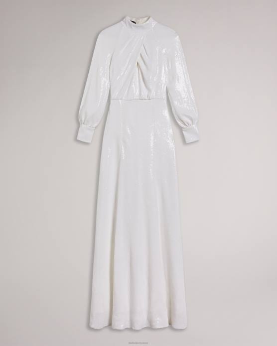 Ted Baker femmes 60VD137 vêtements Mayrose - Robe longue drapée ornée de sequins blanc