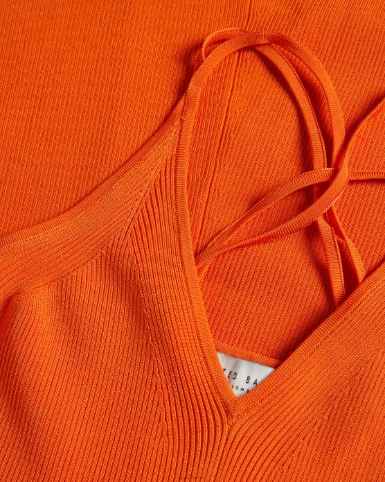 Ted Baker femmes 60VD255 vêtements robe longue en maille côtelée Marrlyy Orange vif