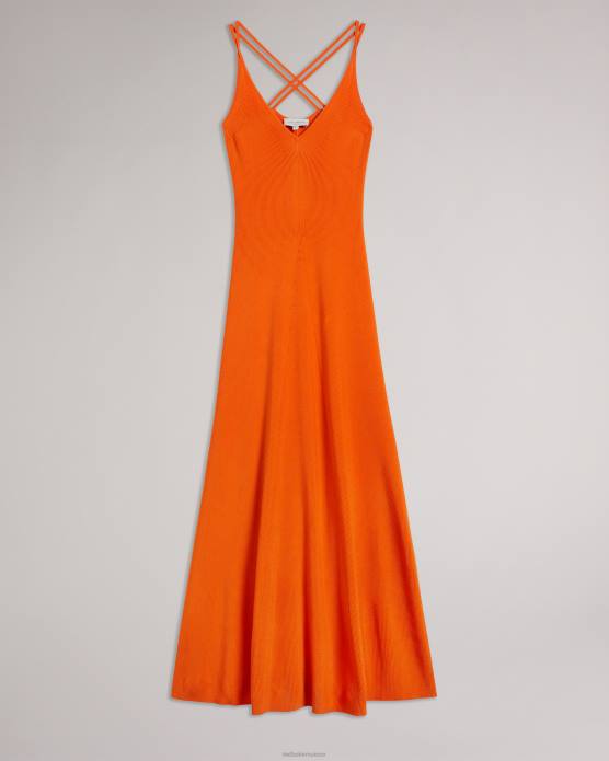 Ted Baker femmes 60VD255 vêtements robe longue en maille côtelée Marrlyy Orange vif