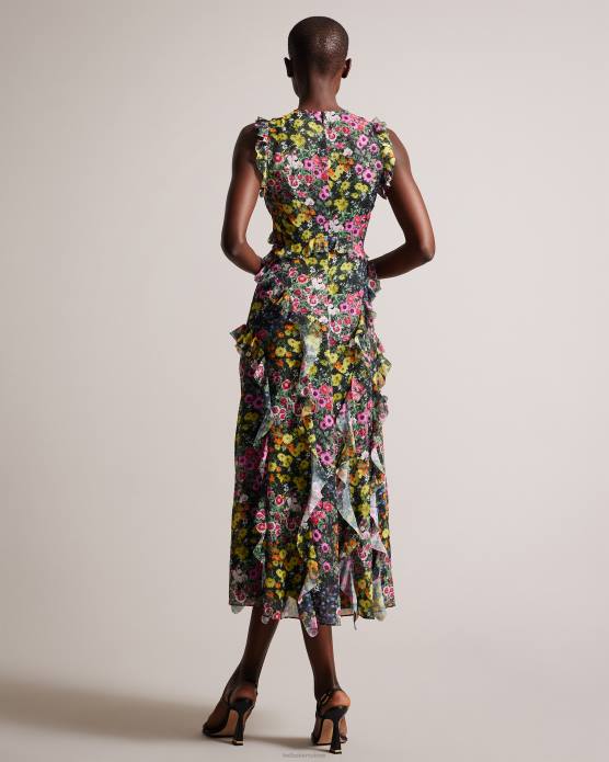 Ted Baker femmes 60VD4 vêtements robe longue cascade sans manches gloriha noir