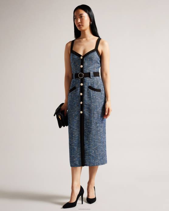 Ted Baker femmes 60VD130 vêtements diniiad - robe midi ajustée en boucle bleu marine foncé