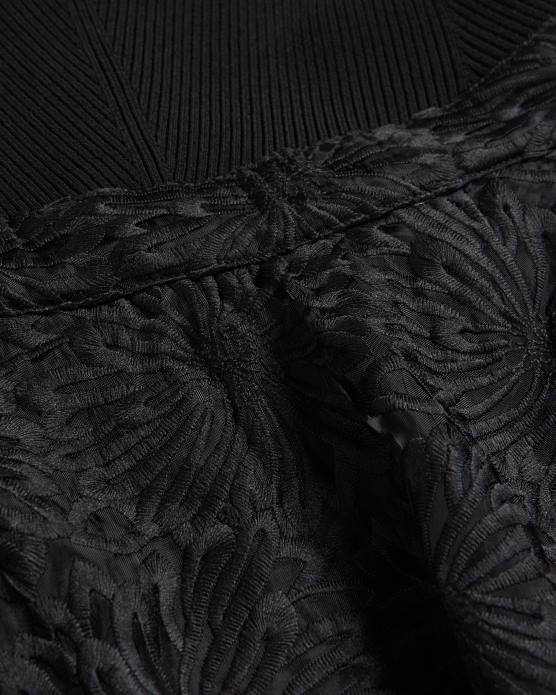 Ted Baker femmes 60VD160 vêtements Annikaa - Robe mi-longue à corsage en maille fleurie noir