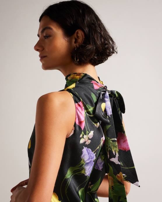 Ted Baker femmes 60VD177 vêtements Addilin - Robe nuisette mi-longue à col bénitier noir