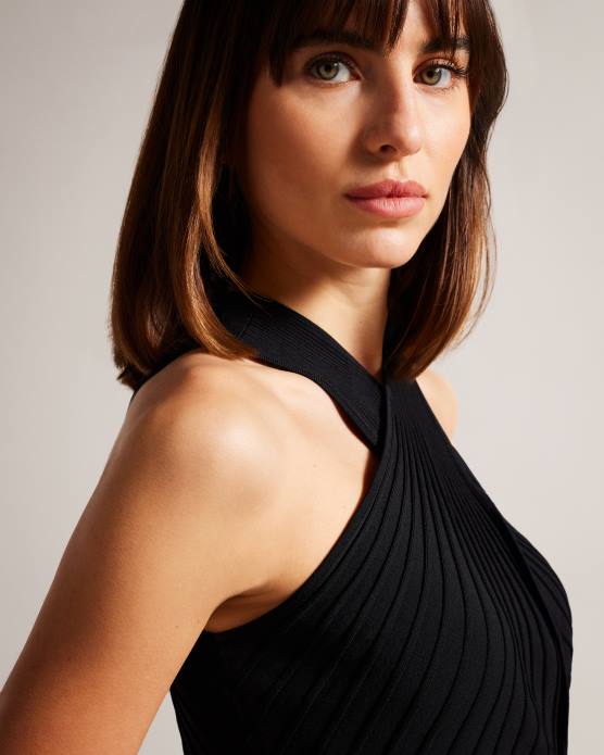 Ted Baker femmes 60VD17 vêtements robe midi loulous avec jupe plissée fleurie corail