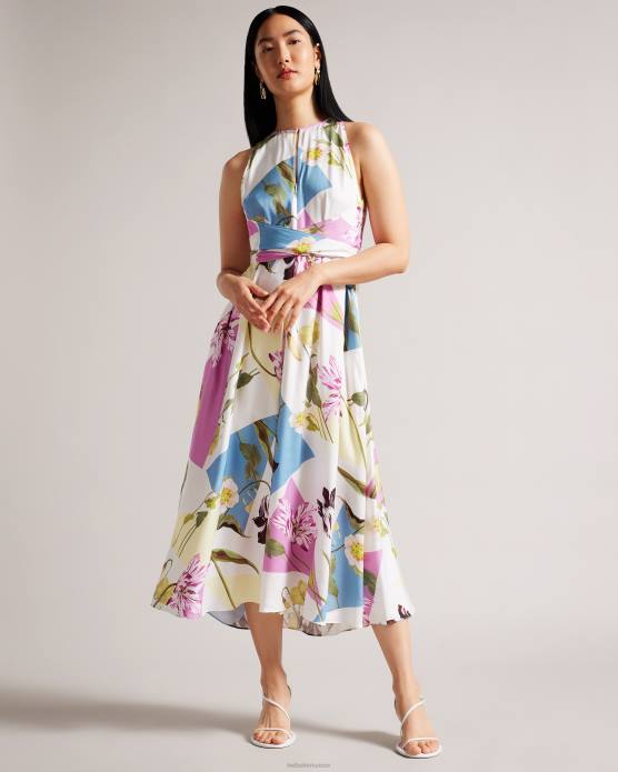 Ted Baker femmes 60VD183 vêtements saanvii - robe midi dos nu à fleurs blanc