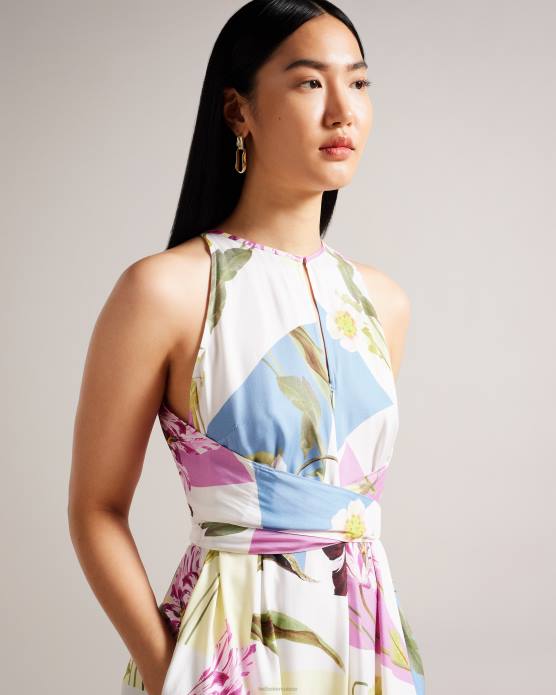 Ted Baker femmes 60VD183 vêtements saanvii - robe midi dos nu à fleurs blanc