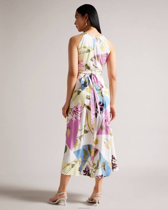 Ted Baker femmes 60VD183 vêtements saanvii - robe midi dos nu à fleurs blanc