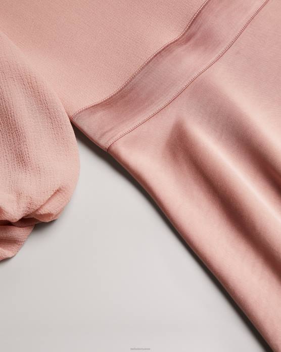 Ted Baker femmes 60VD18 vêtements brontei - robe mi-longue à corsage ajusté et manches bouffantes rose sombre