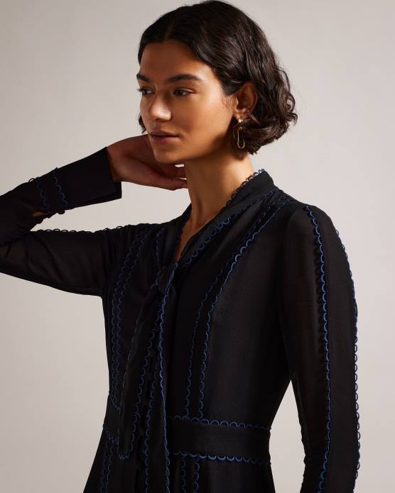 Ted Baker femmes 60VD197 vêtements claiirr - robe chemise mi-longue boutonnée noir