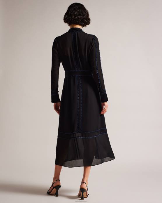 Ted Baker femmes 60VD197 vêtements claiirr - robe chemise mi-longue boutonnée noir