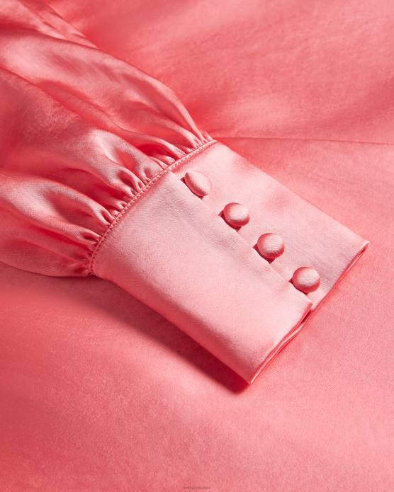 Ted Baker femmes 60VD1 vêtements Robe mi-longue en satin Daniia avec manches blouson corail