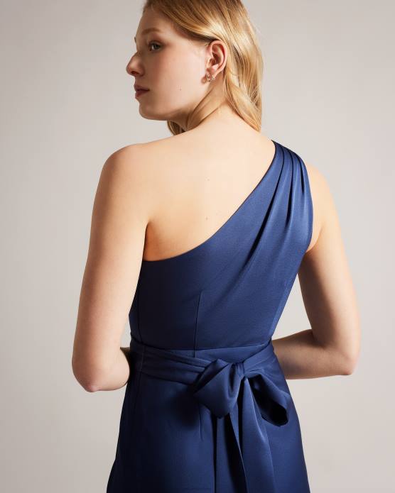 Ted Baker femmes 60VD23 vêtements robe midi drapée à une épaule gabie bleu foncé