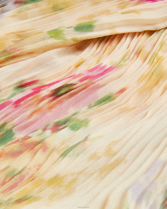 Ted Baker femmes 60VD25 vêtements amerah - robe mi-longue plissée croisée sur le devant bronzer