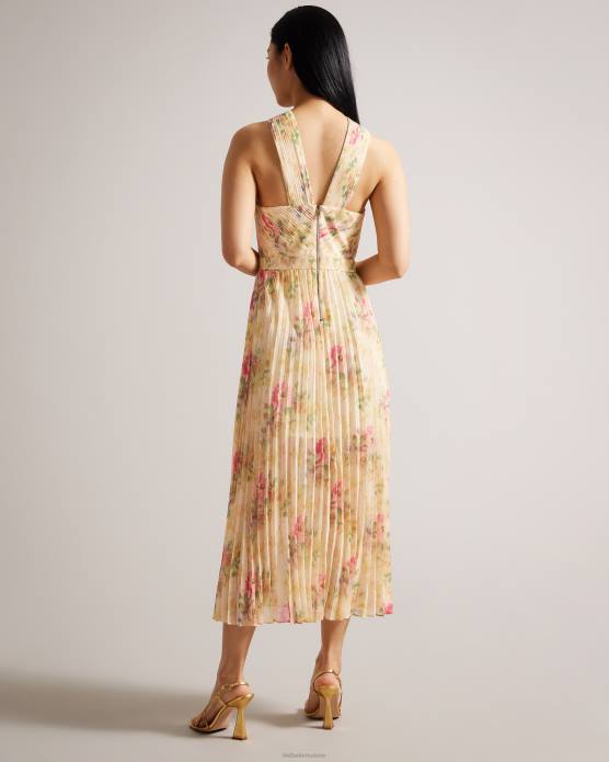 Ted Baker femmes 60VD25 vêtements amerah - robe mi-longue plissée croisée sur le devant bronzer
