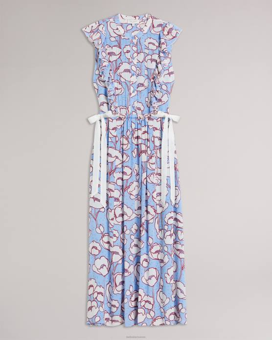Ted Baker femmes 60VD285 vêtements robe mi-longue sans manches à volants tindraa bleu