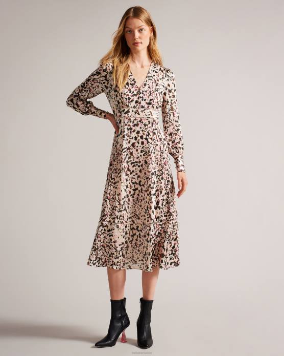 Ted Baker femmes 60VD50 vêtements Luceeya - Robe mi-longue ajustée et évasée avec insert échelle rose sombre
