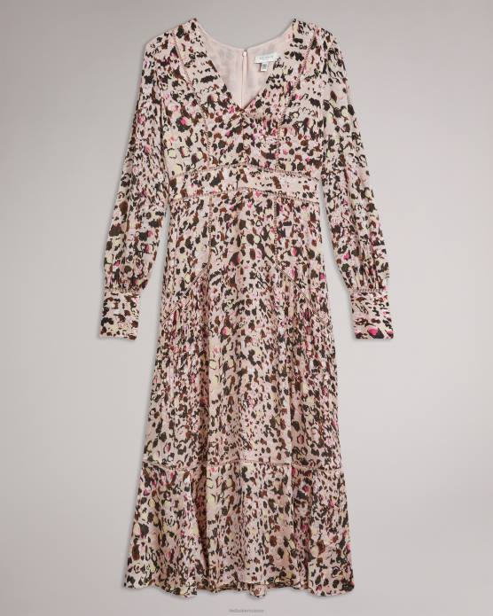 Ted Baker femmes 60VD50 vêtements Luceeya - Robe mi-longue ajustée et évasée avec insert échelle rose sombre