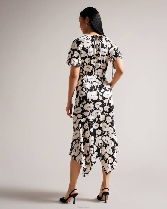 Ted Baker femmes 60VD59 vêtements robe mi-longue abriee à manches bouffantes noir