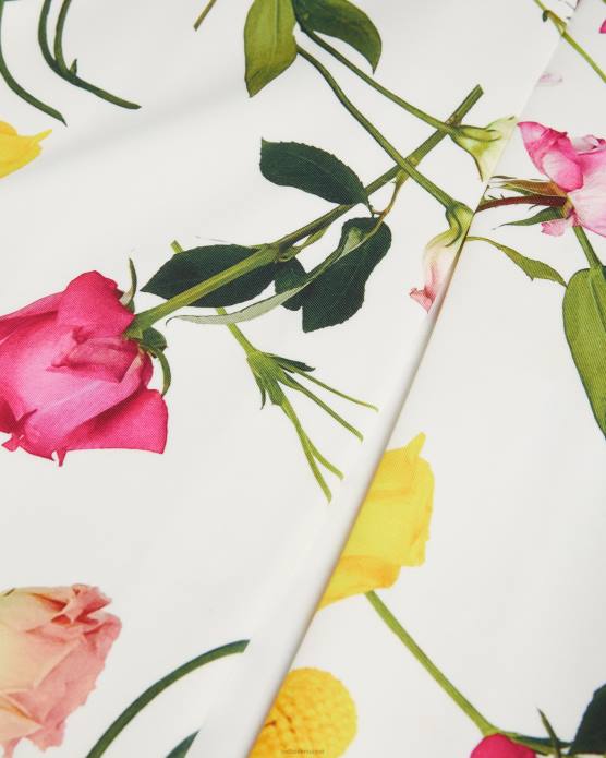 Ted Baker femmes 60VD171 vêtements robe moulante style Bardot à fleurs Loveina blanc