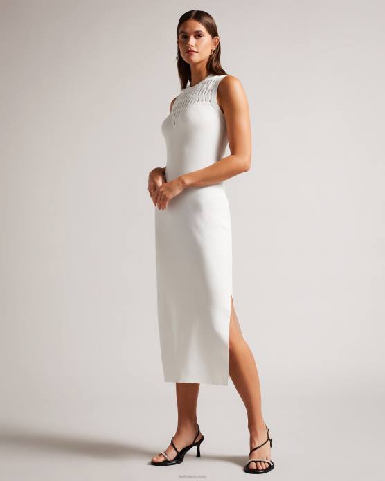 Ted Baker femmes 60VD212 vêtements robe moulante détaillée en point polyan blanc