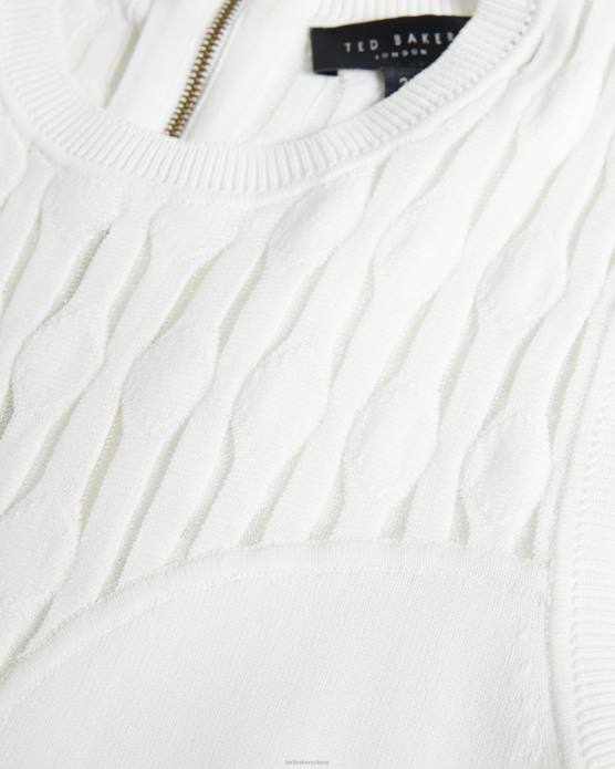 Ted Baker femmes 60VD212 vêtements robe moulante détaillée en point polyan blanc