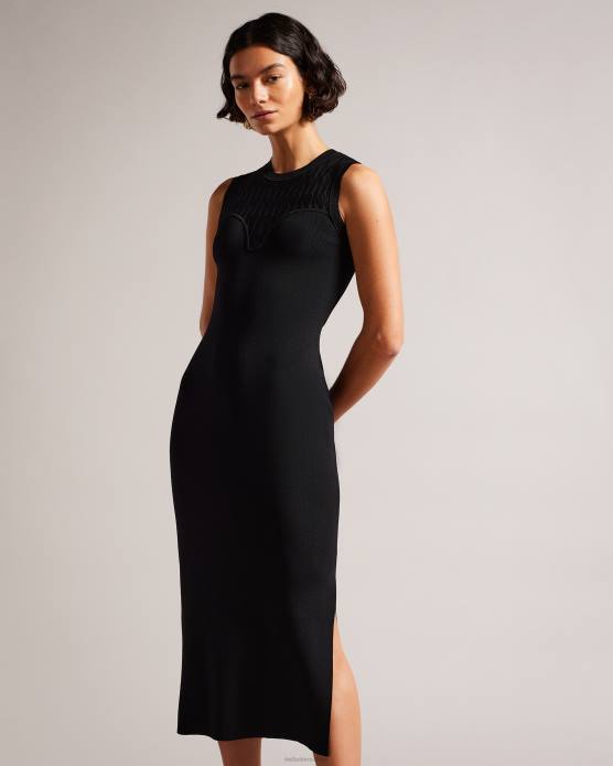 Ted Baker femmes 60VD213 vêtements robe moulante détaillée en point polyan noir