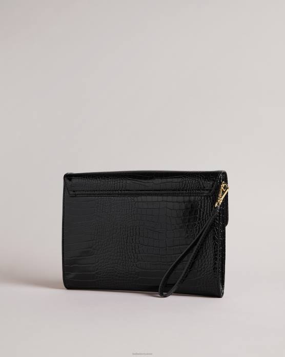 Ted Baker femmes 60VD771 Sacs pochette enveloppe crocey à détail croco noir