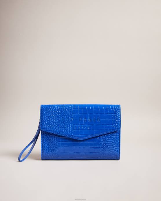 Ted Baker femmes 60VD782 Sacs pochette enveloppe crocey à détail croco bleu brillant