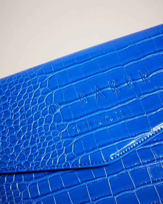 Ted Baker femmes 60VD782 Sacs pochette enveloppe crocey à détail croco bleu brillant