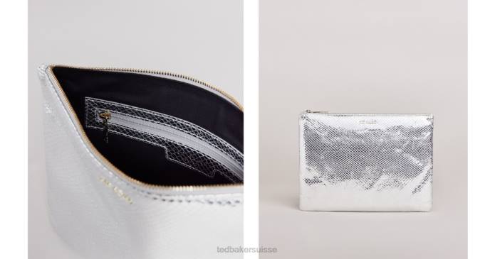 Ted Baker femmes 60VD838 Sacs grande pochette à détail serpent Snaksi argent