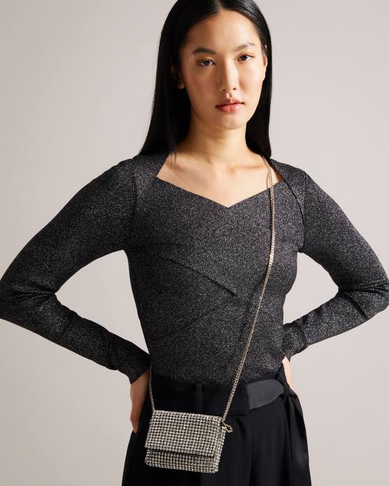 Ted Baker femmes 60VD813 Sacs sac bandoulière à cristaux gliteri argent