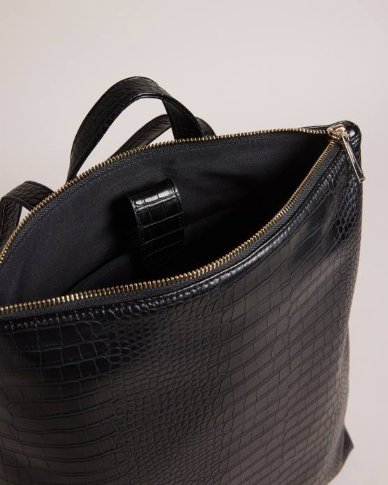 Ted Baker femmes 60VD787 Sacs grand sac à dos belux imitation croco noir